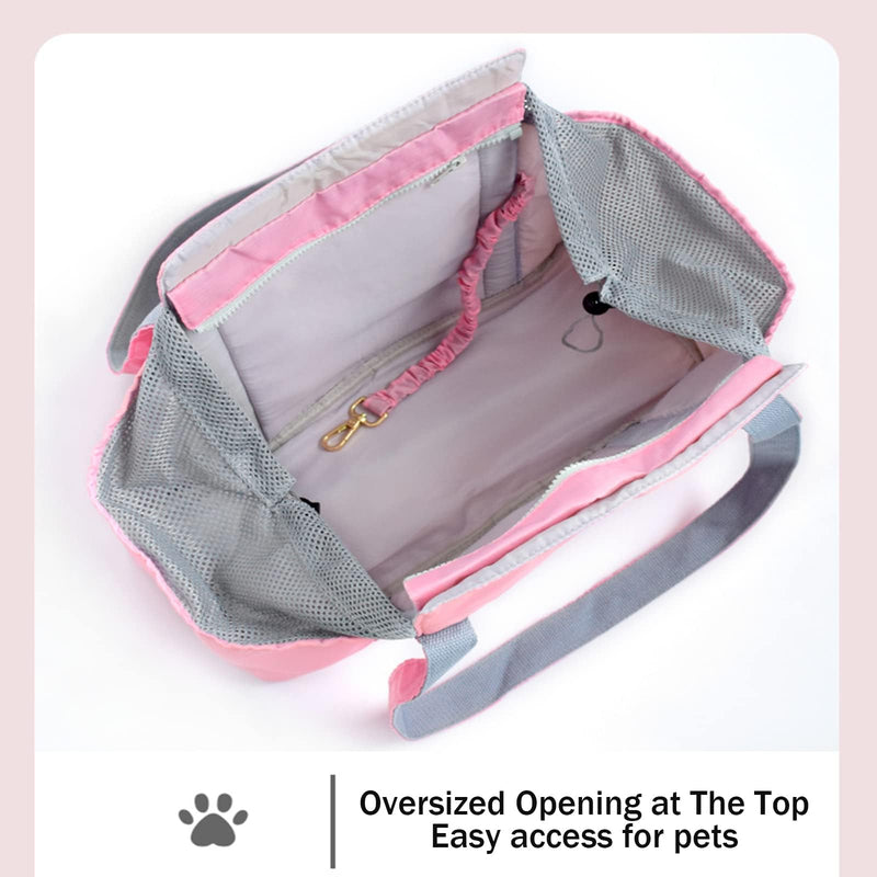 Cuby Pet Carrier Purse for Small Dogs Cats with Pocket and Safety Tether, Soft-Sided Dog Carrier for Small Puppy Kitten, Portable Cat Carrier Tote for Subway, Shopping, Hiking, Traveling Pink - PawsPlanet Australia
