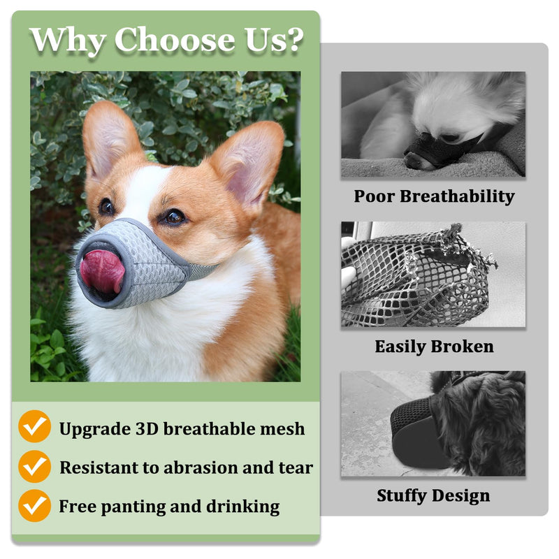Mayerzon Dog Muzzle, Puppy Soft Mesh Muzzle for Small Medium Large Dogs Chihuahua Poodles Beagle Dachshund Corgis Labrador for Biting Chewing Grooming that Allows Panting Drinking(M, Black) M-(Snout 7¼”-8”) - PawsPlanet Australia