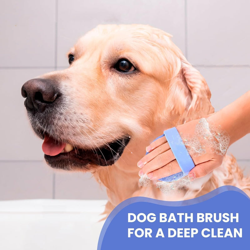 Pet Grooming Bath Brush Cat Dog Brush for Long/Short Hair Rubber Shower Scrubbing and Soothing Massage Essential Puppy Accessories Calming Excellent Cleaning Ergonomic Durable Reusable Blue - PawsPlanet Australia