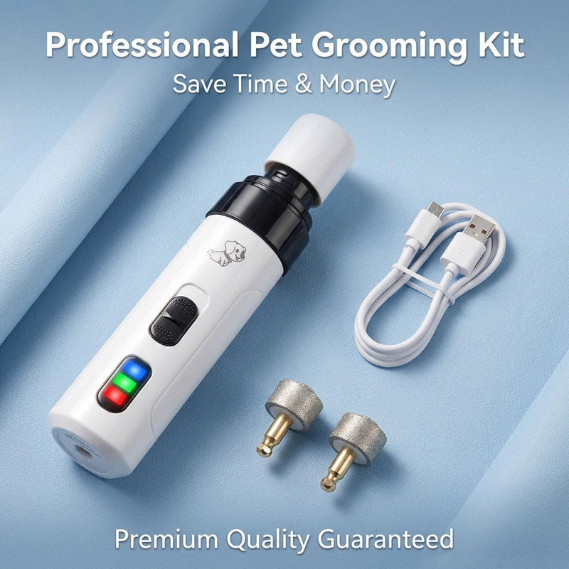 Upgraded Dog Nail Grinder Quiet, Professional Cat & Dog Nail Trimmers, 2-Speed Silent Pet Nail Grinder and Painless Paws Grooming, Suitable for Small Medium Pets (2 Replacement Head) - PawsPlanet Australia