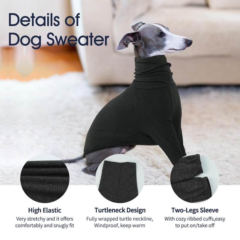 IECOii Greyhound Sweater, Soft Warm Dog Fleece Vest Pullover Whippet Sweater, Turtleneck Italian Greyhound Jumpsuit with Sleeves, Dog Apparel & Accessories for Spring, Autumn, Cold Weather, XXL XX-Large(Chest:34.4''/Back:28.7'') Grey - PawsPlanet Australia