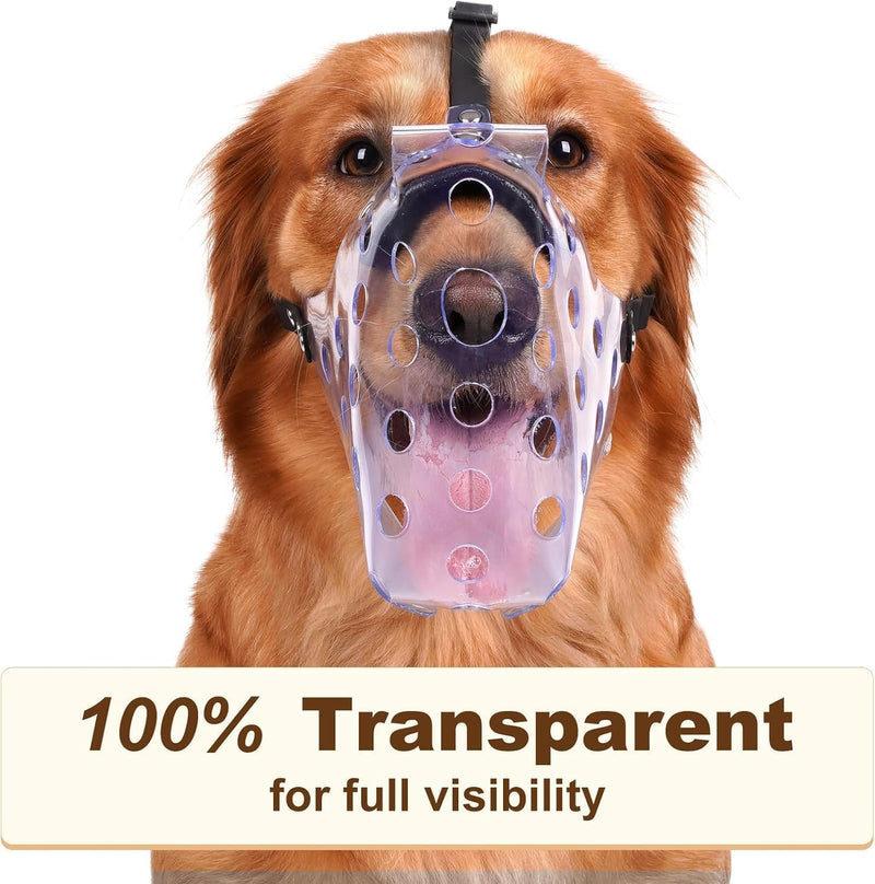 Mayerzon Dog Muzzle, Basket Muzzle for Large Medium Small Dogs, Humane Cage Mouth Guard to Prevent Biting Chewing Eating, Breathable Muzzle for Grooming Training Walking Vet Visits (XL, Clear) XL - PawsPlanet Australia