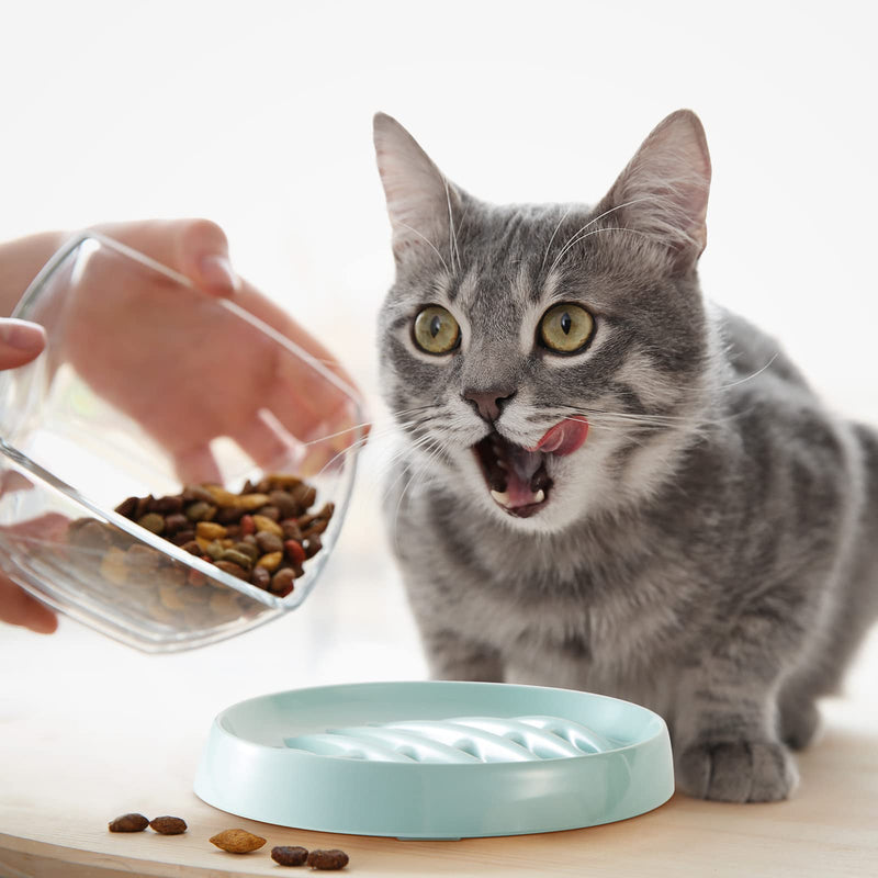Maitys 2 Pack Cat Slow Feeder Bowl Slow Feed Cat Dish Fishbone Cat Slow Feeder Small Interactive Dog Feeder Dish Anti Gulping Pet Bowl for Cat and Dog Slow Eating to Against Bloat(White, Green) Green,White