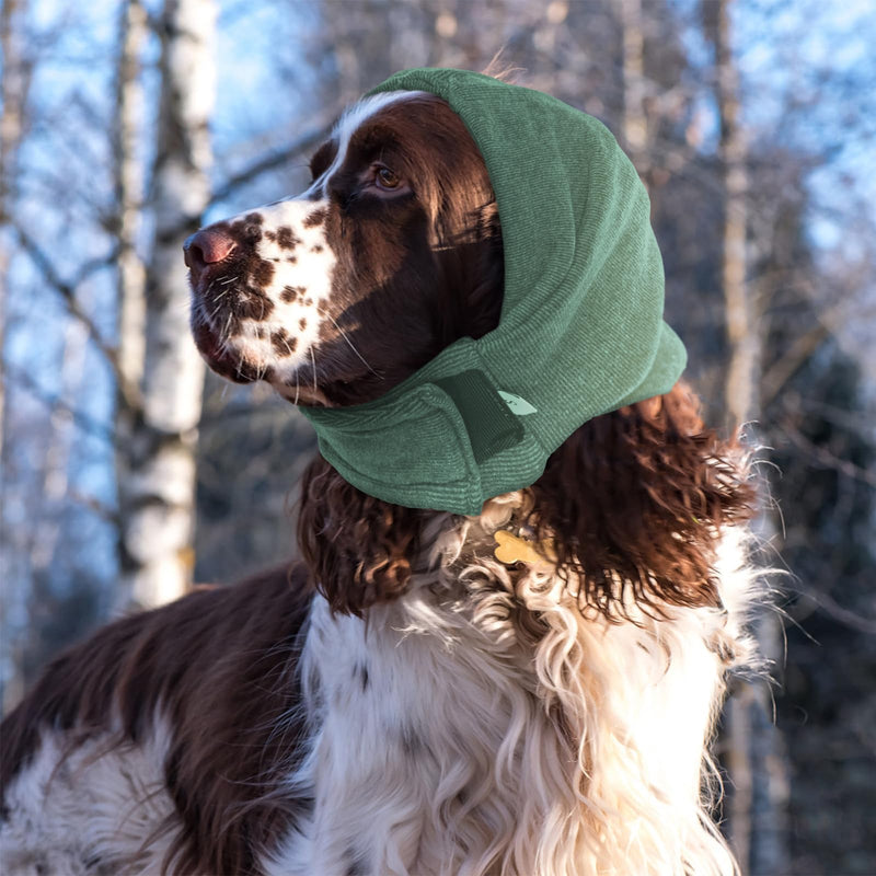 Nanaki Soft Dog Calming Hoodie Anxiety Relief Dog Ear Muffs Noise Protection Dog Ear Wrap Hematoma Fireworks Dog Ear Cover for Bath Blow Drying Dog Head Cover Noise Cancelling Sleep Help Headband S(Head Girth:10.6"-15.7") Green - PawsPlanet Australia
