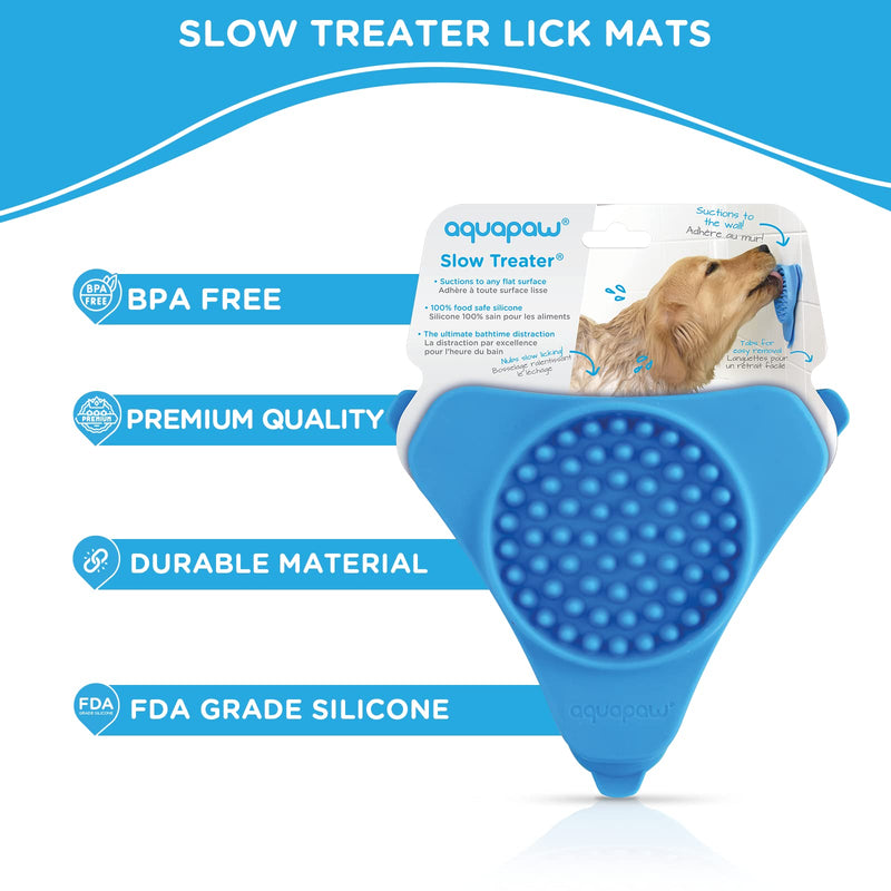 Aquapaw Premium Licking Mat for Dogs & Cats | Non-Slip Slow Feeding Mat for Food, Treats & Peanut Butter | Dog Anxiety Relief & Boredom Reducer with Suction Cups | Perfect for Bathing, Grooming - Blue Blue - 1 Pack - PawsPlanet Australia
