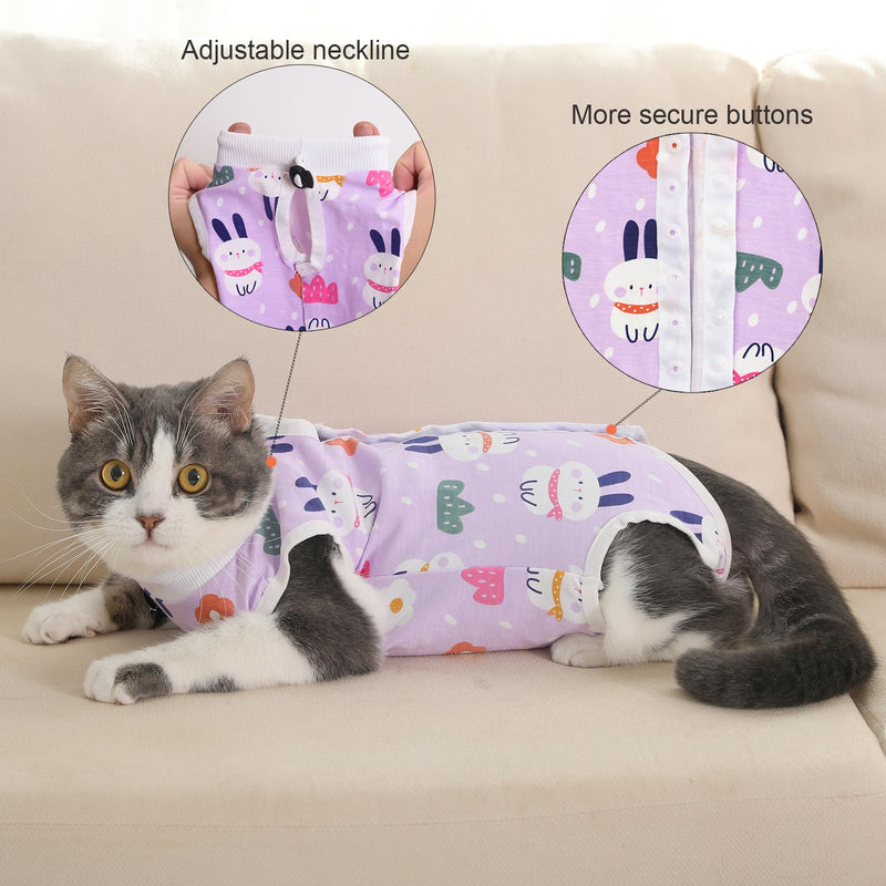 Cat Professional Recovery Suit for Abdominal Wounds and Skin Diseases, E-Collar Alternative for Cats and Dogs, After Surgey Wear Anti Licking, Recommended by Vet（Purple Mini,L Large (Pack of 2) Purple+Mini