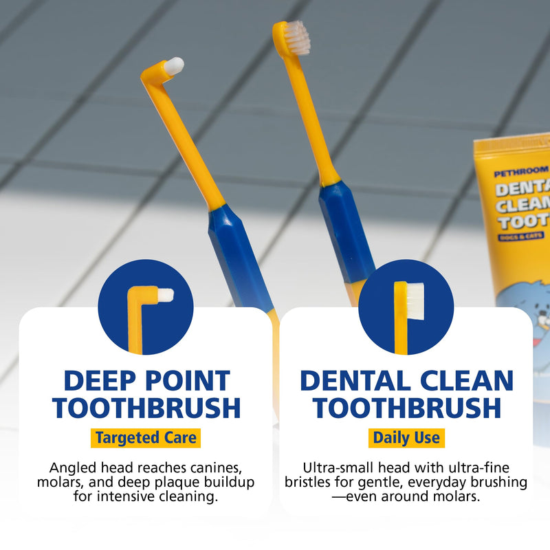 PETHROOM] Pet Dental Toothbrush for Cats and Small Dogs - Soft Bristle Deep Cleaning, Toothbrush Set for Dogs & Cats – Ultra-Fine Bristles for Precise Dental Care (Deep Point/Extra Small)