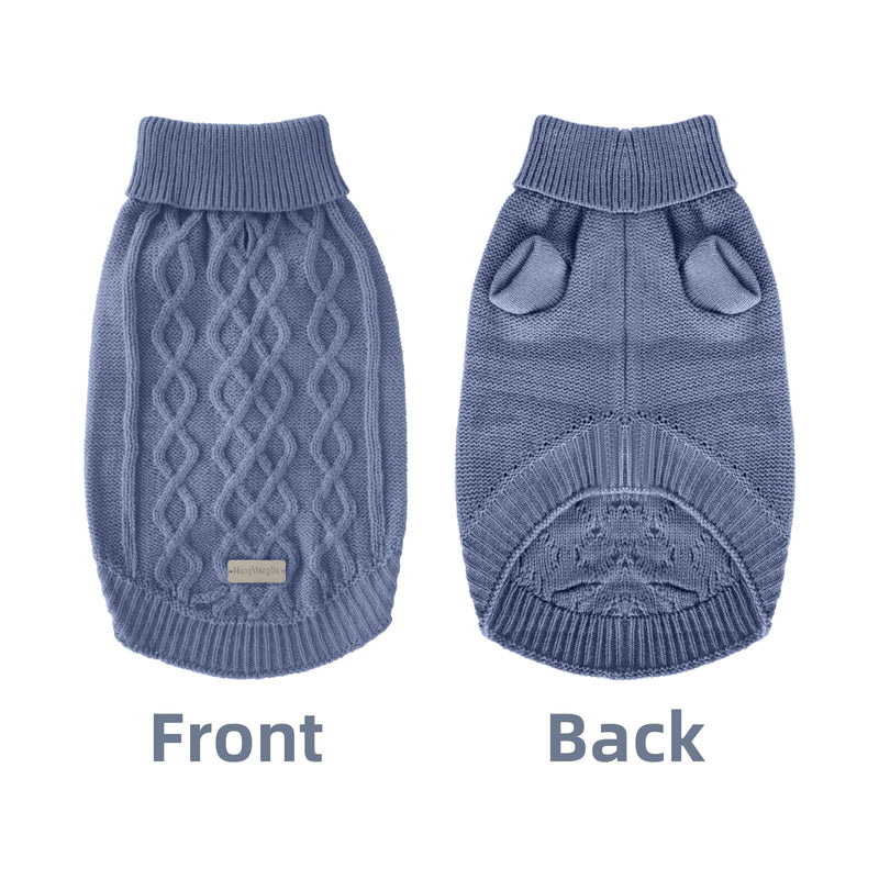 Small Dog Warm Winter Sweater MengMengDa Pet Dog Clothes Dog Knitwear for Small to Medium Breeds Dog Outfits (Dark Blue M) - PawsPlanet Australia