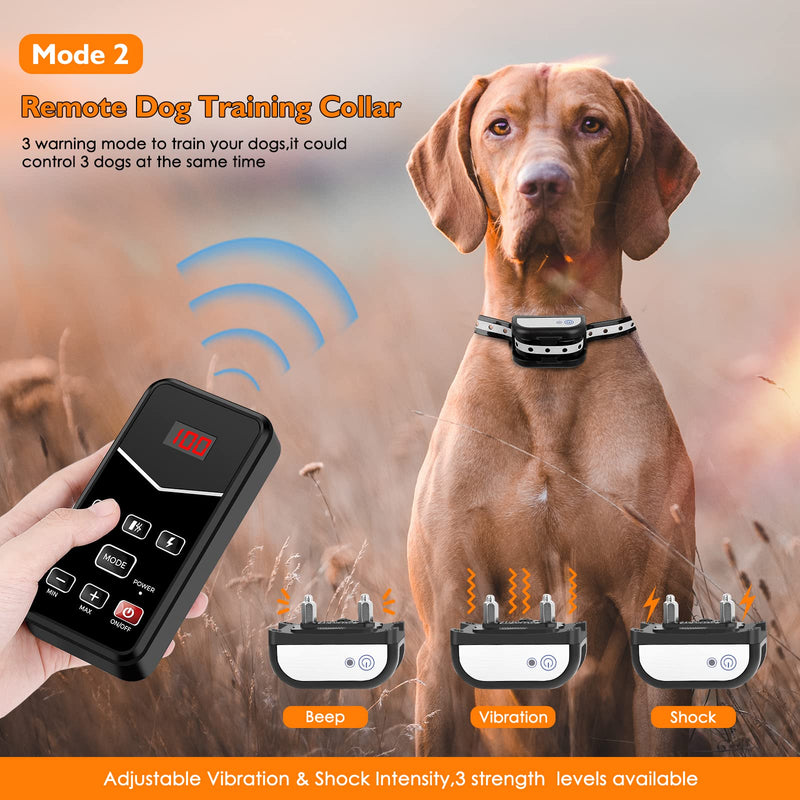 Electric Fence for 2 Dogs,Wireless Dog Fence System &Dog Training Collar with Remote,Portable Electric Shock Dog Boundary System,Rechargeable Wireless Fence for Large Medium Dogs (Extra Collar) Extra collar