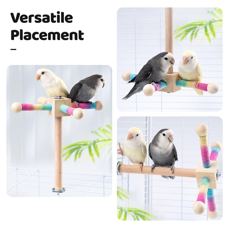 9" Hanging Bird Perch Toy for Cage, 360° Silent Free-Spin, Wooden Bird Cage Accessories, Relieve Boredom Anxiety, for Parrots, Parakeets, Cockatiels, Small to Medium Birds, with Poplar Swing - PawsPlanet Australia