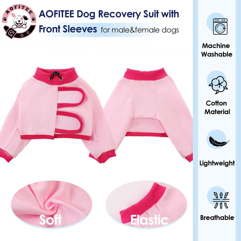 AOFITEE Dog Recovery Suit for Front Legs, Breathable Dog Leg Sleeve Right Left Thigh, Dog Anti-Licking Wounds Sleeves Dog Elbow Brace Protector, Dog Leg Cover for Joint Pain Dog Cone Alternative L(Chest Girth:21.6′′-25.6′′) Pink - PawsPlanet Australia