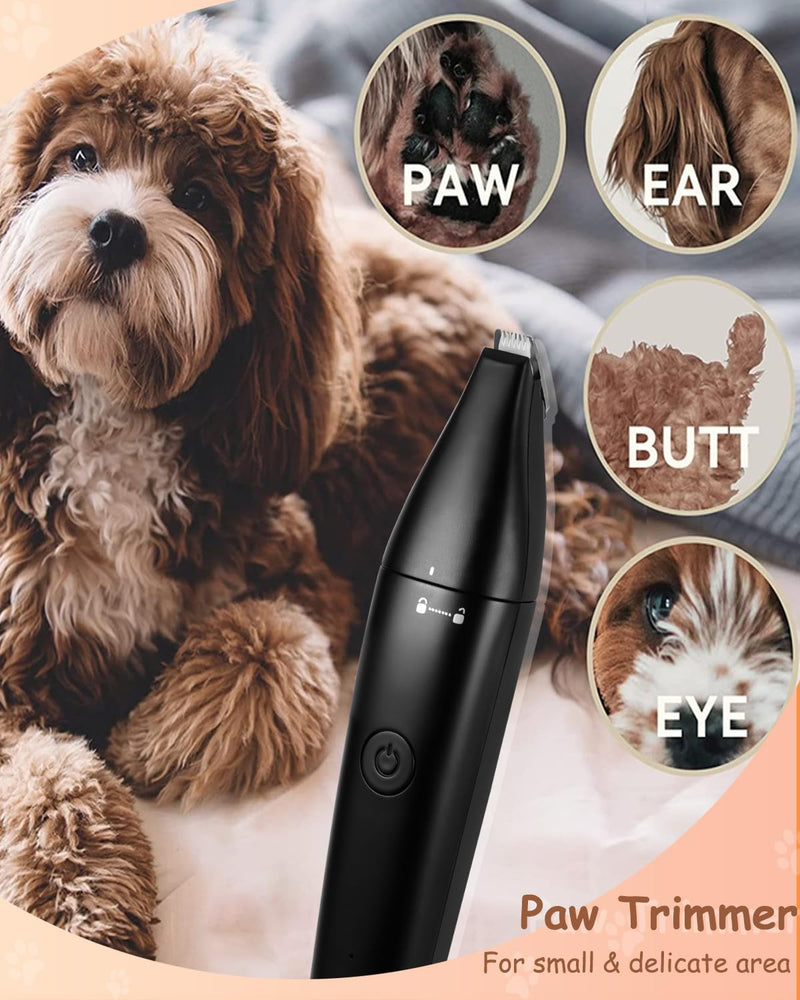 4 in 1 Dog Clippers for Grooming Paw Trimmer, USB-C Rechargeable Dog Grooming Clipper Kit Nail Ginder with Two Speeds, Cordless Pet Cat Trimmer Shavers for Thick Hairs for Poodle, Small Pets - PawsPlanet Australia