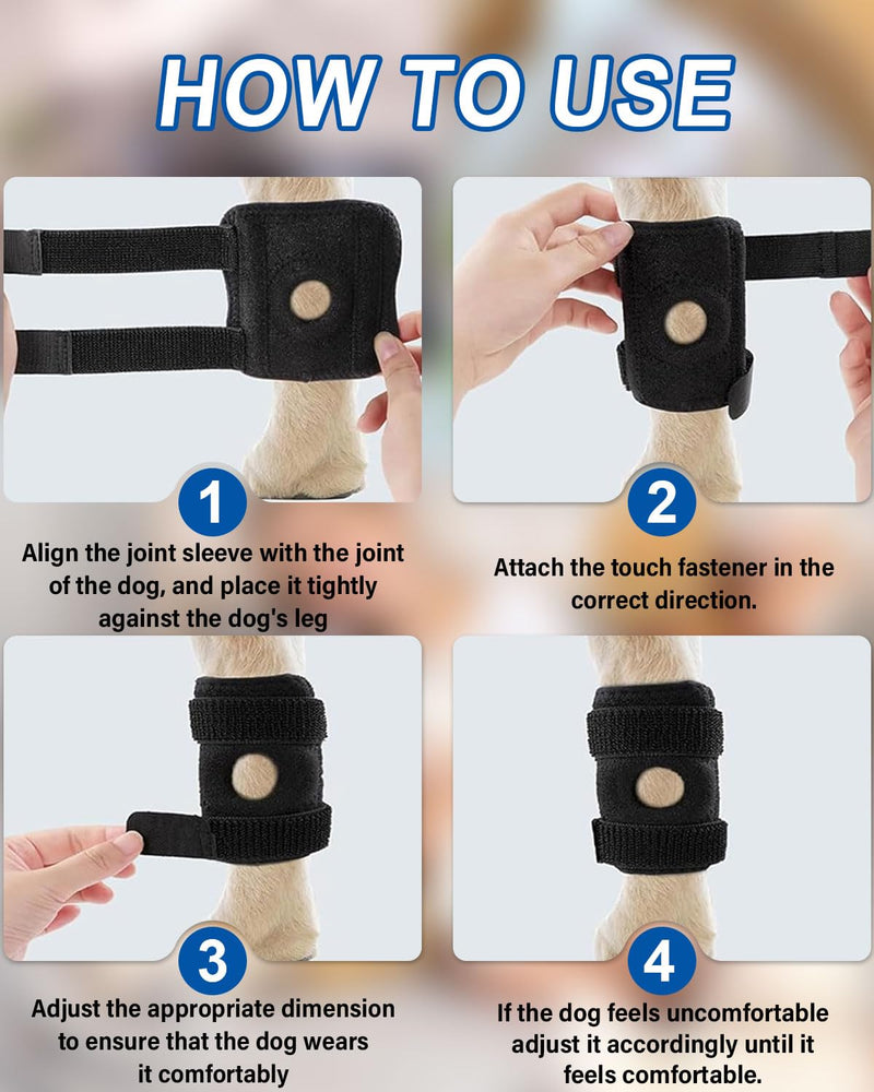 DAFNE Knee Pads for Dogs and Cats - Adjustable Knee Support for Patella Dislocation, for Rehabilitation of Ligament Tears, Arthritis & Joint Problems, Breathable Support Bandage for Fore/Rear Legs