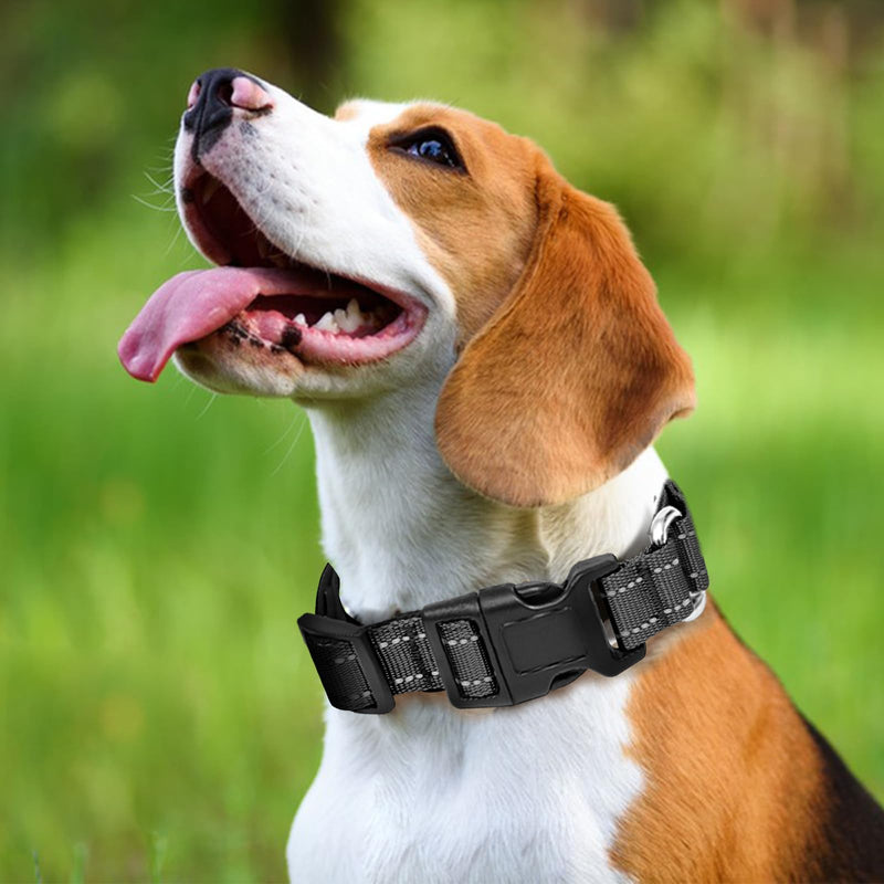 Reflective Martingale Dog Collars. Dog Collar with Quick Release Buckle. Adjustable Soft Padded Breathable Nylon Pet Collar Suitable for Puppies for Small Medium Large Dogs. M:1"Wind for 14.5"-19.5"Neck Black - PawsPlanet Australia