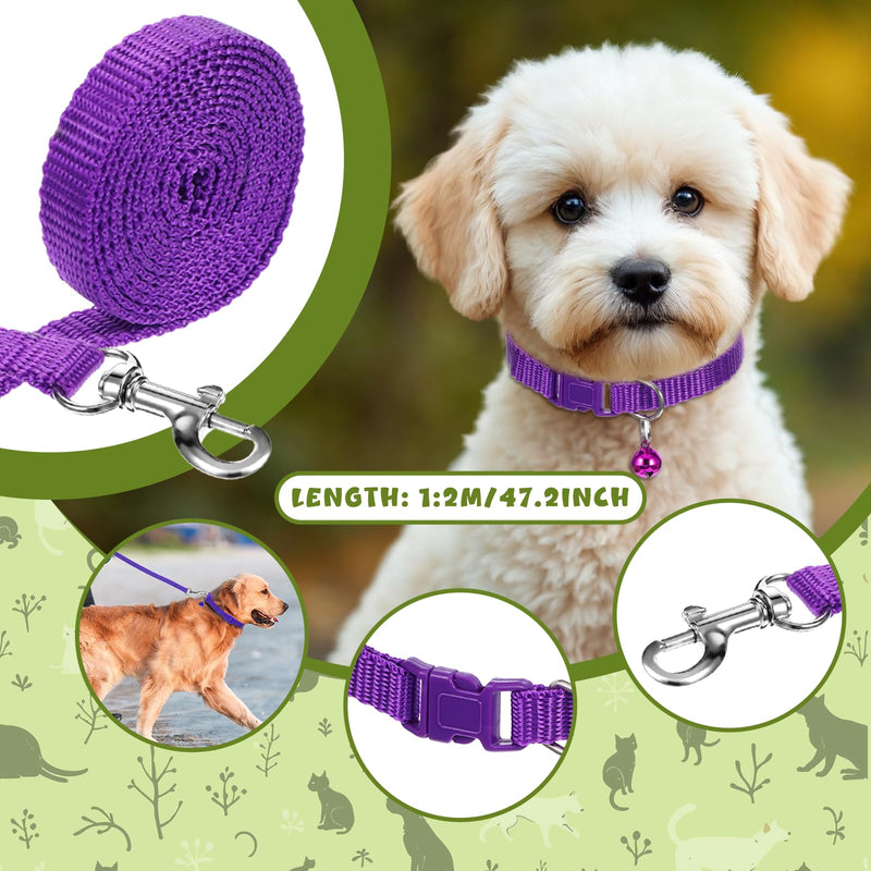48 Pcs Dog Collar and Leash Set, Polypropylene Adjustable Puppy Collars for Medium Dogs Small Pet Puppy Walking Training with Hook and Buckle(Multicolor,Solid Pattern) - PawsPlanet Australia