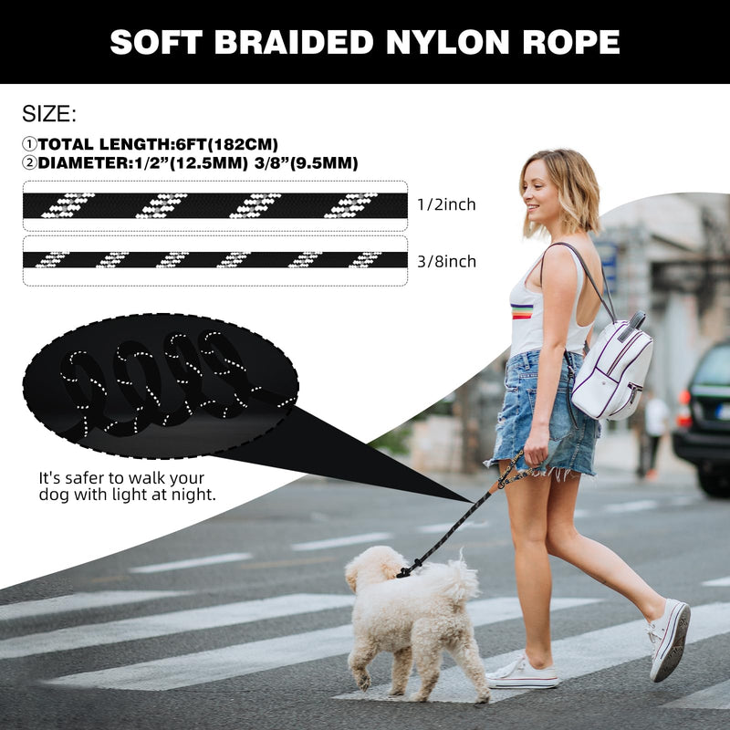 lynxking Slip Lead Dog Leash Reflective, Heavy Duty Comfortable Strong Rope Leash for Large, Medium Dogs, No Pull Pet Training Leash (Black, Large 1/2in x 6ft-Slip Lead) Black - PawsPlanet Australia