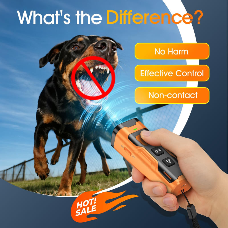 Dog Bark Deterrent Devices, Ultrasonic Anti Barking Device for Dogs, Stopping Own or Neighbor's Dog Barking,Portable Dog Training Device, Safe & Effective for Indoor & Outdoor Use, Orange - PawsPlanet Australia
