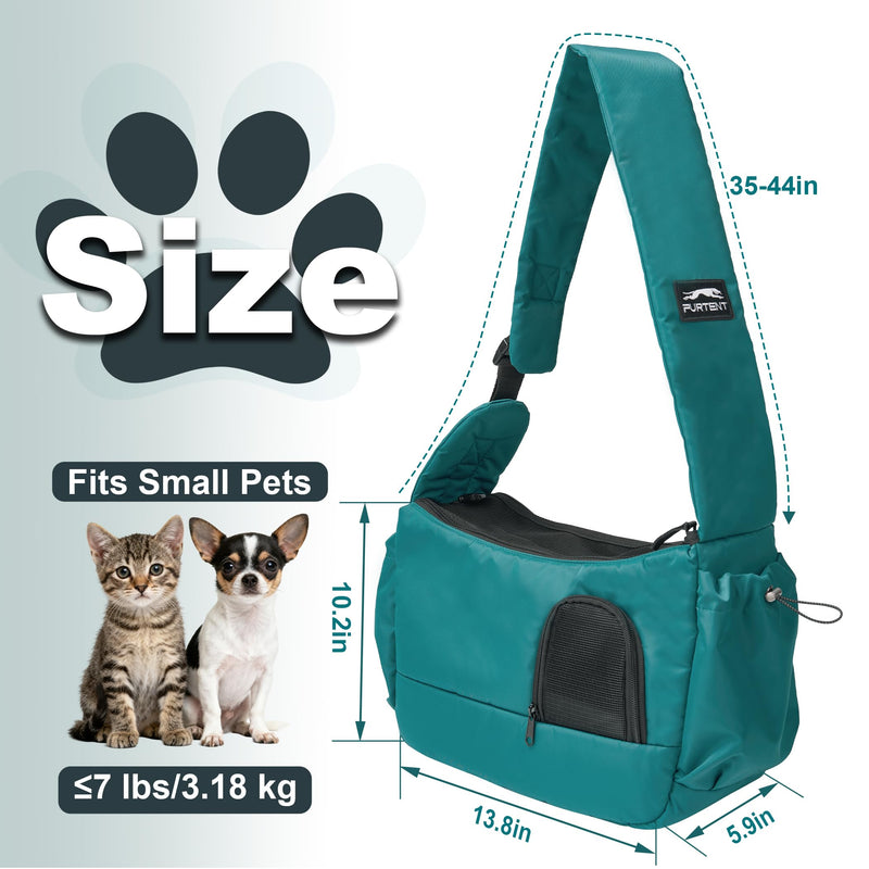 Cat Sling, Hands-Free Cat Carrier Pouch up to 7 lb, Cat Sling with Safety Strap and Pockets, Ideal for Travel and Daily Use, Peacock Blue - PawsPlanet Australia