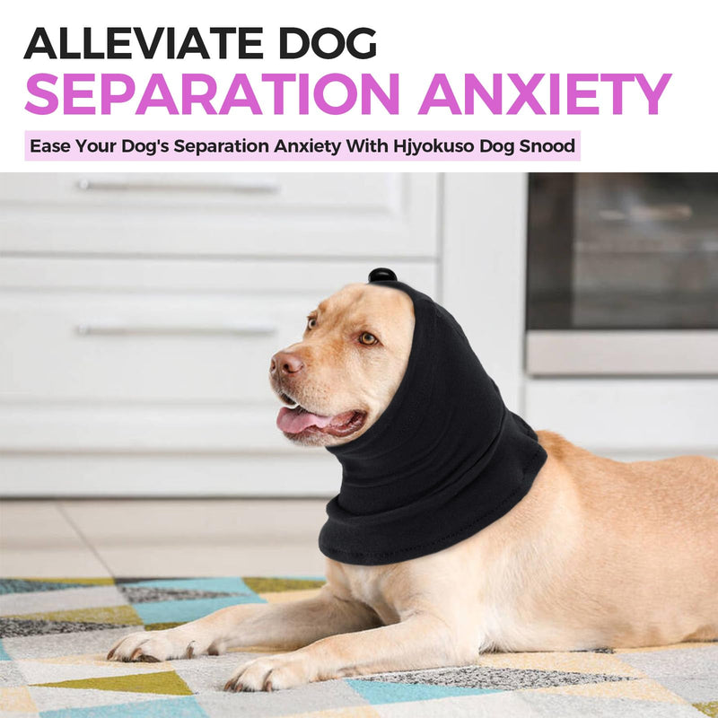Dog Snood - Ear Covers for Bath, Grooming & Noise Anxiety Relief - Soft, Breathable Dog Neck & Ear Warmer Large Black