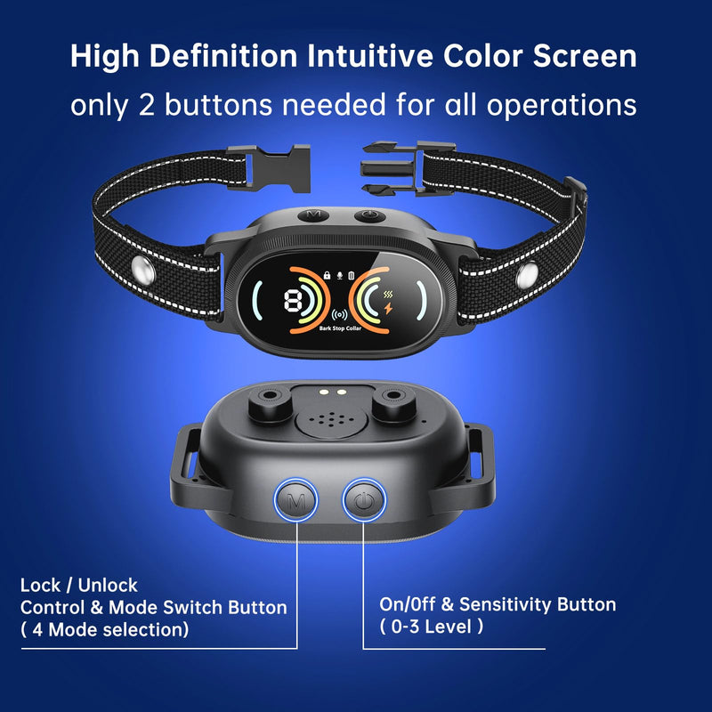 Dog Bark Collar, Rechargeable Bark Collar for Large Dog, IP67 Waterproof Anti Barking Collar Dogs with Adjustable Sensitivity for Medium and Small Dogs (Matte Black) Matte Black - PawsPlanet Australia