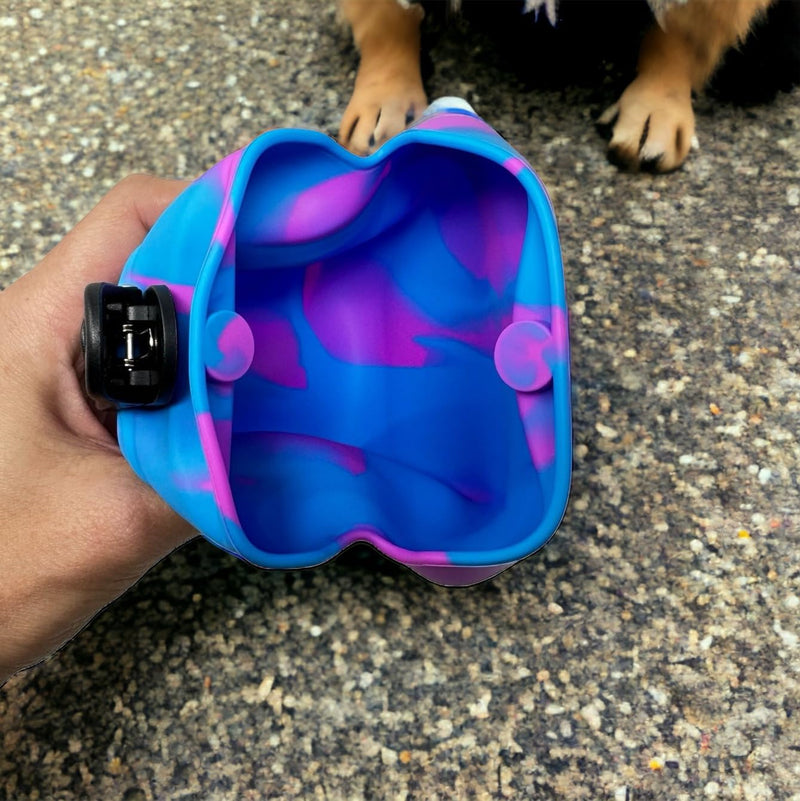 K9 Snack Sack Clip On Silicone Dog Training Treat Pouch with Magnetic Closure, Dog Training Treat Bag for Obedience, Hiking, and Outdoor Adventure (Blue Swirl) Blue Swirl - PawsPlanet Australia