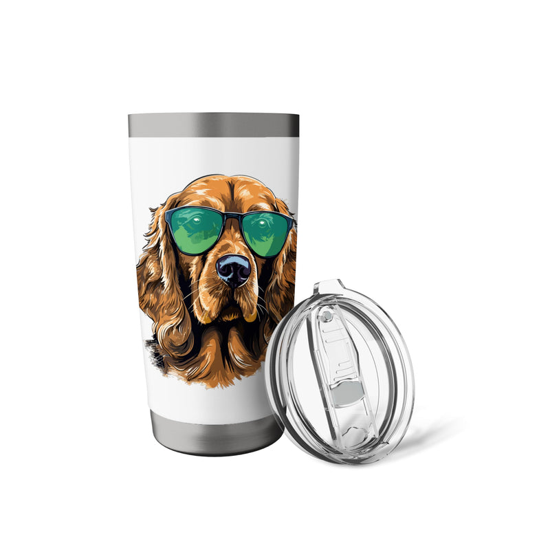 Cocker Spaniel Dog Breed Pet with Sunglasses Cute Graphic Stainless Steel Insulated Tumbler 20 Ounces White - PawsPlanet Australia