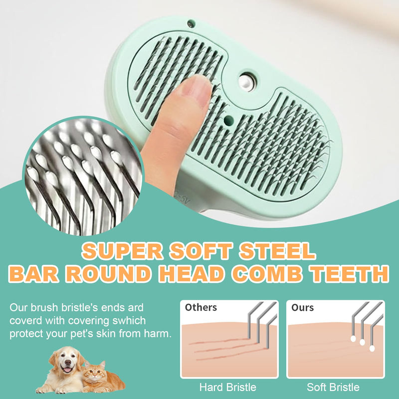 Pet Steam Brush for Dogs and Cats, 3 in 1 Steam Grooming Brush for Hair Shedding and Removal, Cleaning Spray Comb with Mist for Long-Haired Pets, Include Flea Comb, Nail Clippers, 2 Pet Toothbrushes Pink - PawsPlanet Australia