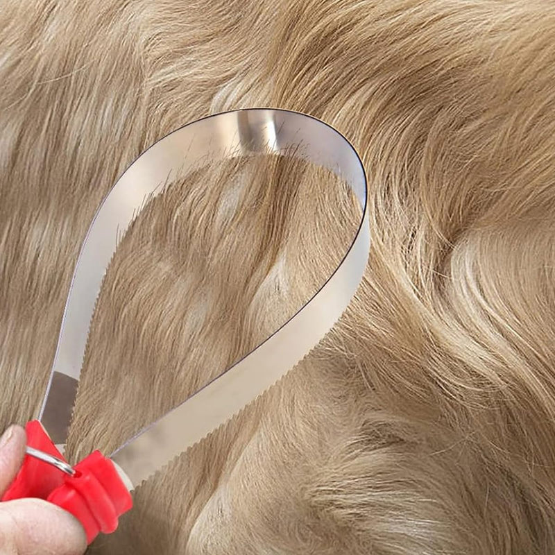 Horse Groming Shedding Stainless Steel Double Sided Hair Brush Scraper with Rubber Handle, for Dogs and Horses