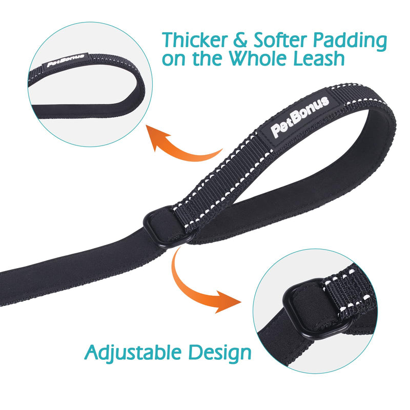 PetBonus Dog Leash Wrist Strap, Safety Strap for Retractable Leash, Lockable Reflective Short Dog Lead with Adjustable Soft Padded Handle for Walking, Extra Layer Security for Pet Stroller Black