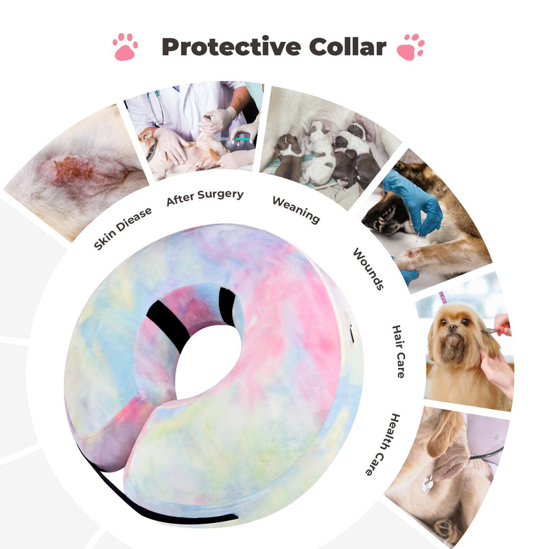 Dog Cone, Uadonile Inflatable Dog Cone Collar for Dogs and Cats, Dog Neck Collar Recovery E-Collar Alternative After Surgery, Elizabethan Collar for Dogs Recovery(Tie-dye Pink Blue, S) - PawsPlanet Australia