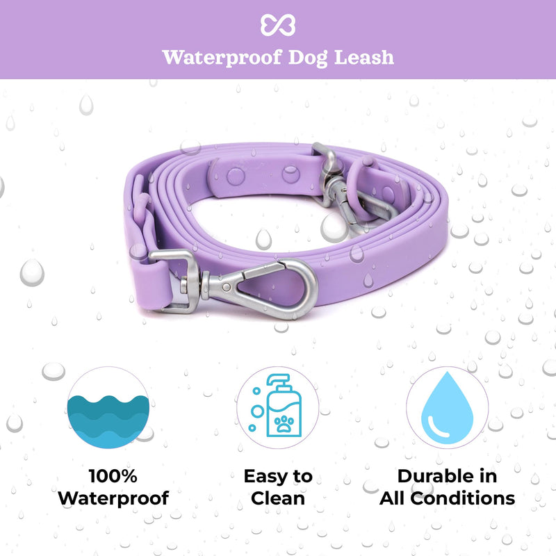 Waterproof Dog Leash | BearBone Double Ended Dog Leash | PVC Rubber Dog Leash with Dual Clip for Versatility | Lilac Dog Leash for Small Dogs (Lilac, Small) - PawsPlanet Australia