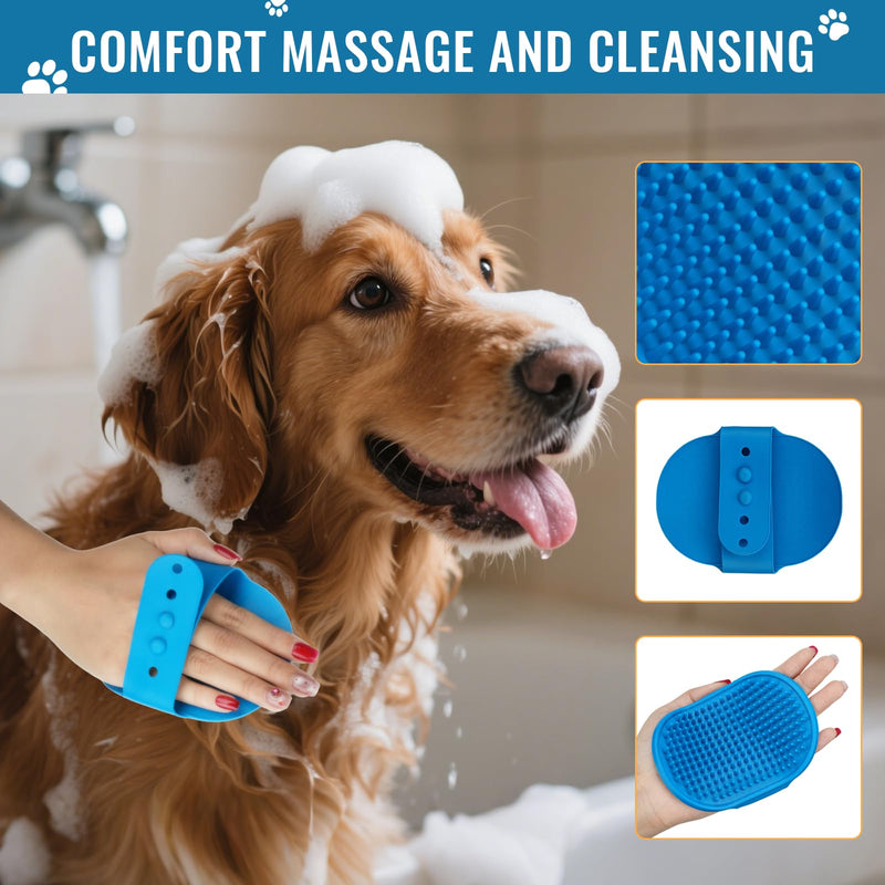 8 in-1 Dog Grooming Kit - Supplies for Short and Long Hair Dogs & Cats, Dog Brushes for Grooming, Dematting Comb for Pet, Bath Brush, Flea Comb, Pet Donditioner, Set in Blue - PawsPlanet Australia