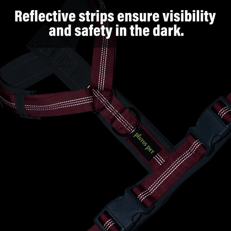 Plutus Pet No Pull Dog Harness, Adjustable Nylon Harness with Soft Padding, Reflective and Heavy Duty Dog Harness for Small, Medium, Large Dogs(Hot Pink, M) Hot Pink - PawsPlanet Australia