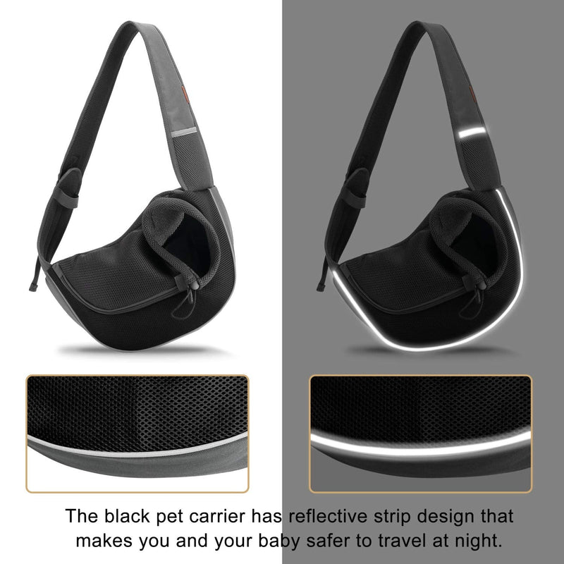 FDJASGY Pet Sling Carrier for Small Dogs Cats,Breathable Mesh Travelling Hand Free Puppy Backpack with Pouch and Adjustable Strap Carrier Black Medium (Pack of 1) - PawsPlanet Australia