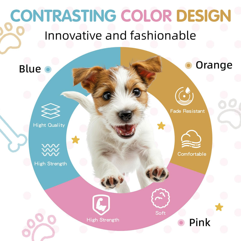 Tri-Color Dog Harness - Adjustable Step-in Design, Heavy Duty, Easy Walking Harness for Small Dogs - Blue Pink S: 4/5"W x Chest 16" - 20" Blue Pink Orange - PawsPlanet Australia
