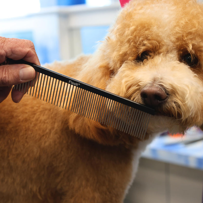FlexIt Dog Grooming Comb - Perfect for Use with FlexIt Flexible Slicker Brush for Dogs - Built for Poodles, Golden Doodles, Huskies, Retrievers, and Labradoodles (Comb Only) Comb Only