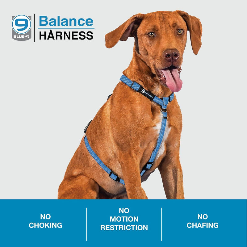 Blue-9 Reflective Buckle-Neck Balance Harness, Fully Customizable Fit No-Pull Harness with 3M Reflective Stitching, Ideal for Dog Training and Obedience, Made in The USA, Blue, Small S (Chest: 17.5"-25.5")