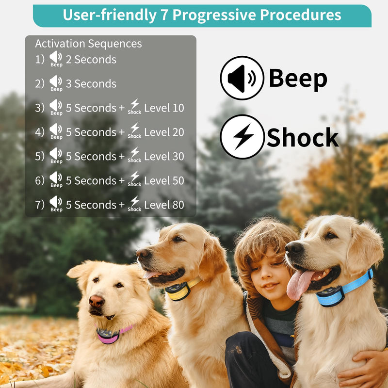 PetJoy Dog Bark Collar, Automatic Barking Collars, Bark Shock Collar with 5 Adjustable Levels of Sensitivity, Barking Training Collar IPX7 Waterproof, Bark Collar 3 Packs Bark 301 - PawsPlanet Australia