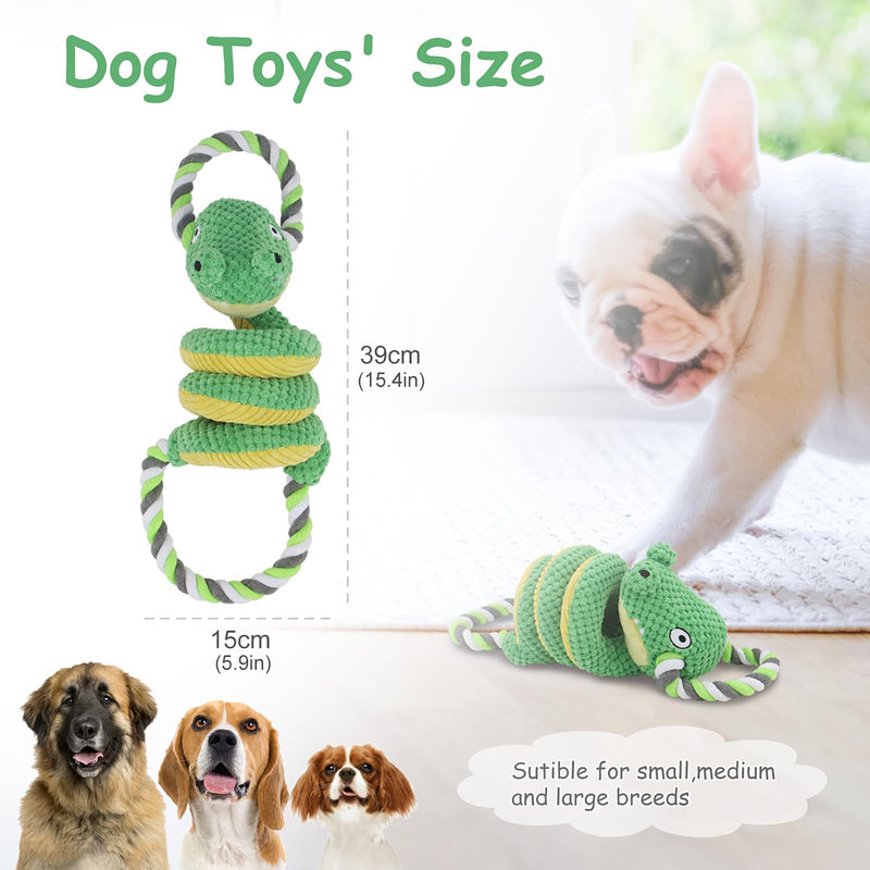 Pet Sounding Toys Animal Plush Chew Dog Interactive Bite Resistant for Small Large Dogs Puppy Molar Cleaning Teeth Knotted Rope Toy Pet Relieve Boredom Training Supplies,Crocodiles green - PawsPlanet Australia