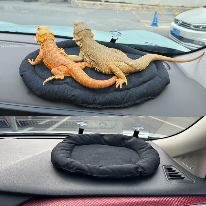 Bearded Dragon Bed Soft Mat with Suction Cup Bearded Dragon Sleep Cushion Washable for Travel Reptile Tank Accessories Small Animal Carrier for Lizard Leopard Gecko (Black) Black - PawsPlanet Australia