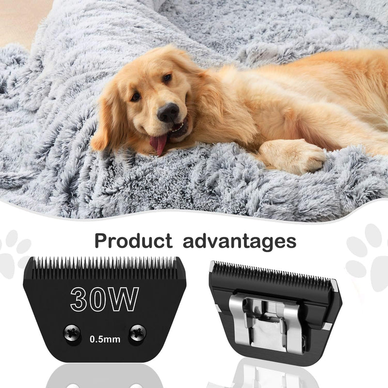Detachable Pet Dog Grooming Wide Blades-Size 30W Dog Grooming Wide Blade?Compatible with Most Andis,Oster A5,Wahl km10 Clippers -2PCS 30W(Black) - PawsPlanet Australia