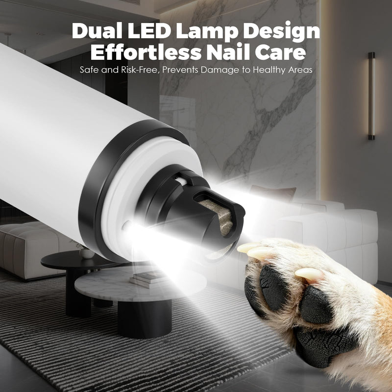 Dog Nail Grinder, Silent Groom Pro Nail Grinder for Dogs & Cats, Dog Claw Grinder with LED Light & 3 Speeds, 2000mAh USB Rechargeable Pet Nail Trimmer - PawsPlanet Australia