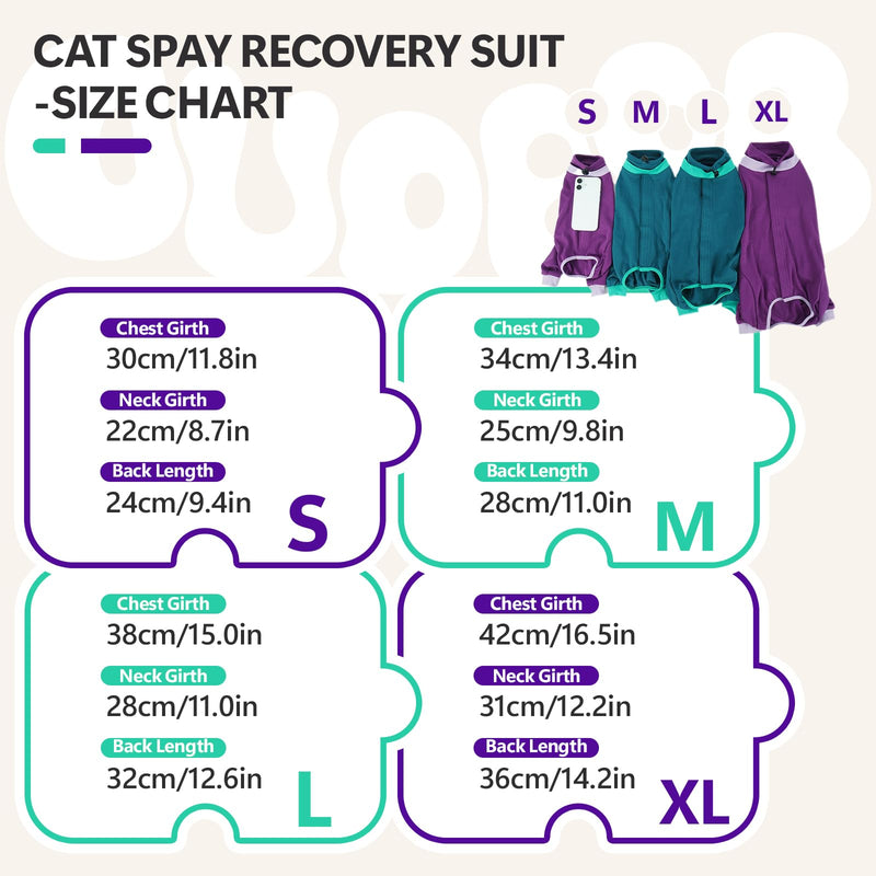 Cat Recovery Suit with Hind Legs, Soft Spay Recovery Suit for Female Cats, Kitten Onesie for Cats After Surgery, Anti-Licking Abdominal & Hind Leg Wound Protector, Cone Alternative - Green L Large