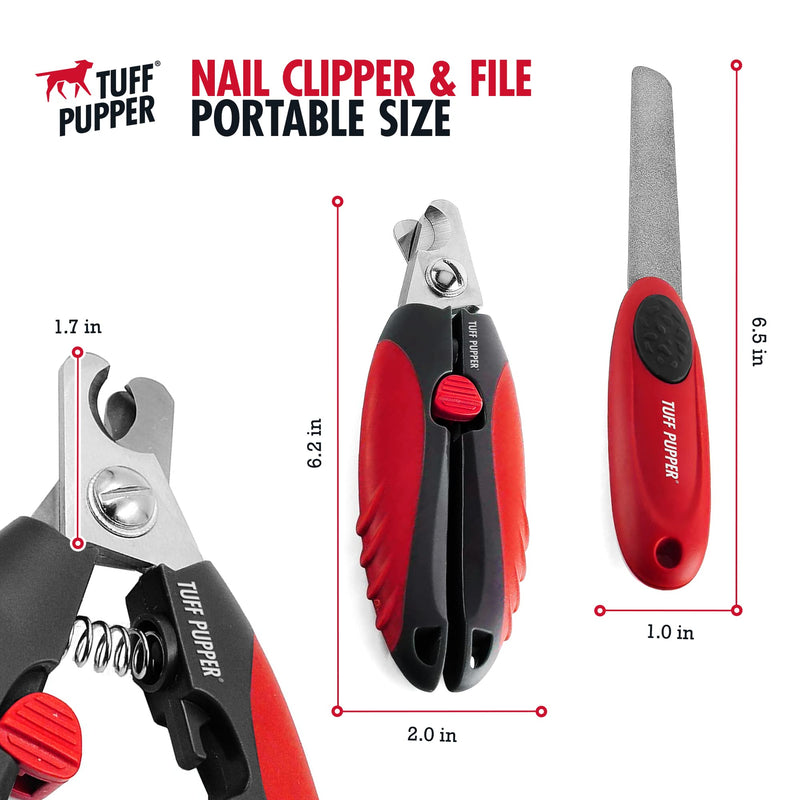 Tuff Pupper Dog Nail Clipper | Bonus Free Nail File | Razor Sharp Stainless Steel Blades | Protective Safety Guard Prevents Over-Cutting | Sturdy Non Slip Handles for Safe Grooming | Medium Large Dogs - PawsPlanet Australia