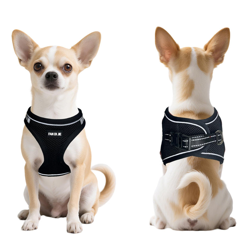 Dog Harness and Leash Set, No Pull Soft Mesh Pet Harness -in Puppy Pet Vest Harnesses for XS,Small,Medium Dogs and Cats Black-XS XS (Chest: 12.5-14") - PawsPlanet Australia