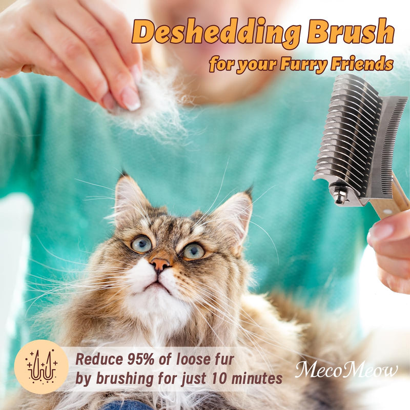 3 in 1 Undercoat Rake for Cats- Professional Pet Dematting & Deshedding, Efficiently Remove Loose Hair & Matted Fur, Professional Shedding Comb for Indoor & Long Haired Cats Dogs - PawsPlanet Australia