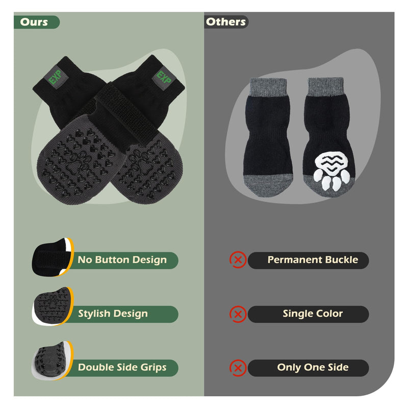 EXPAWLORER Anti Slip Dog Socks to Prevent Licking Paws - Dog Boots & Paw Protectors for Winter, Dog Booties for Hardwood Floors, Dog Shoes for Cold/Hot Pavement, Small Medium Large Senior Dogs Black - PawsPlanet Australia