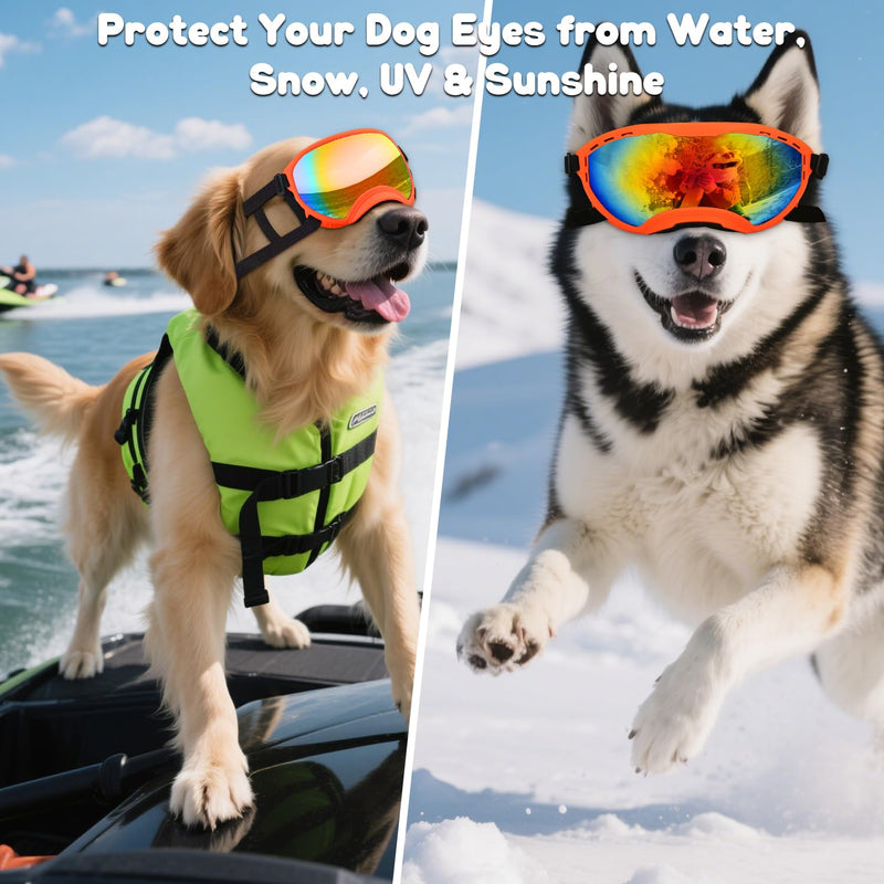 Dog Goggles,UV Protection Dog Sunglasses for Medium-Large Breed,Dogs Eye Protection with Adjustable Strap (Orange) Orange - PawsPlanet Australia