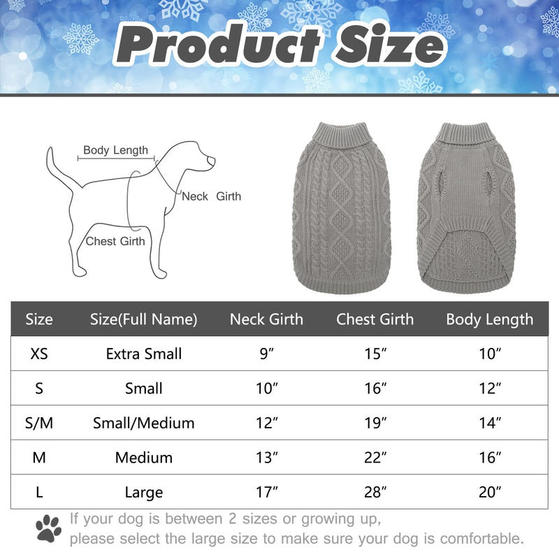 BINGPET Thermal Knitted Dog Sweater for Small Medium Large Dogs,Winter Dog Cat Coat Warm Sweartershirts Outfits,Classic Cable Knit Turtleneck Pullover Dog Jumper Coat Warm Sweartershirts Grey - PawsPlanet Australia