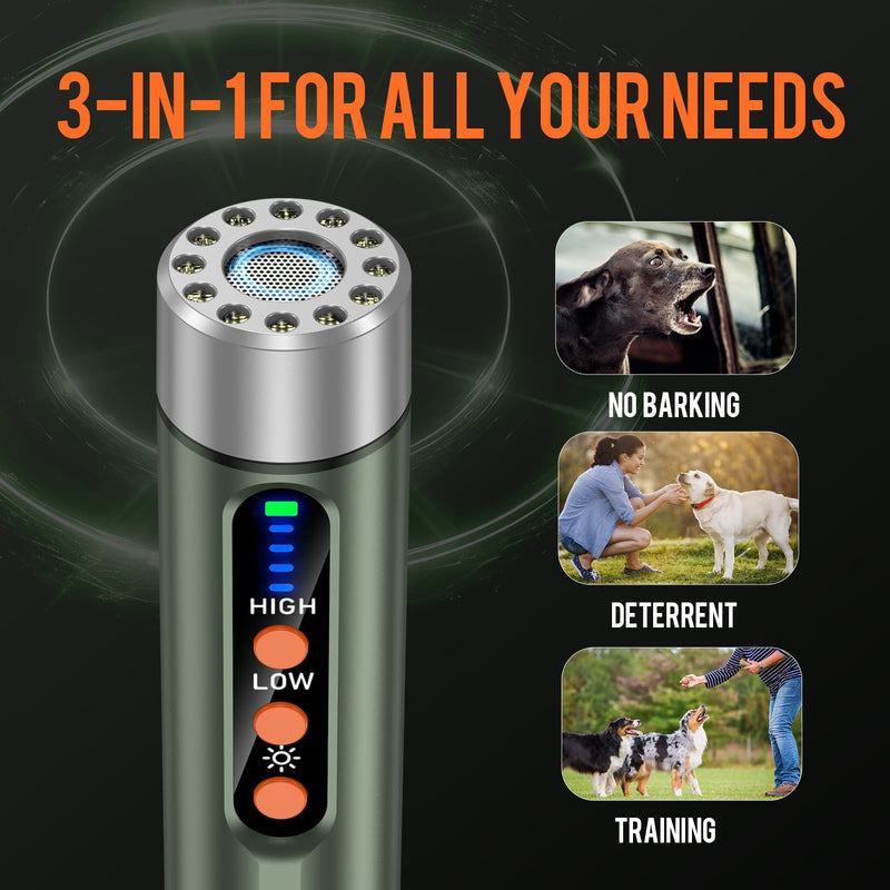 Ultrasonic Dog Bark Deterrent Device,Anti Barking Device for Dogs,Professional Dog Training Tool Indoor&Outdoor, Effctive 50ft Range Stop Bad Behavior Aid.Dog Silencer with LED Light(Silver silver - PawsPlanet Australia